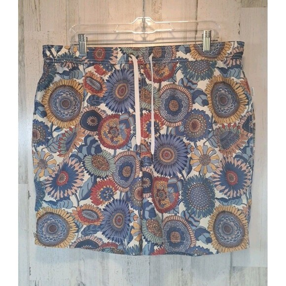 Onia The Charles Mens Swim Trunks XL Blue Multi Floral Lined Pockets Tropical - Picture 1 of 16